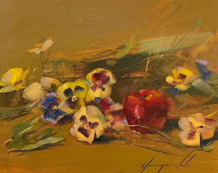 Pansies, Original oil Painting, Handmade artwork, Ready to hang                   